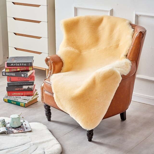 Quality Genuine Sheepskin sheared fur  Rug for chair ,single side shaggy sheep skin fur sofa blanket for home decoration