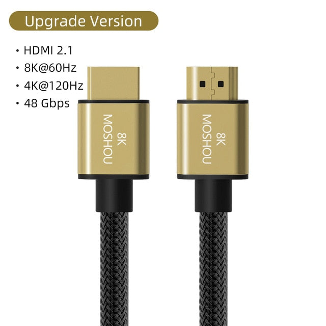 HDMI 2.1 Cable 8K 60Hz 4K 120Hz 48Gbps ARC MOSHOU HDR Video Cord for Amplifier TV PS4 PS5 RTX3080 NS Projector High Definition - Shop 24/777