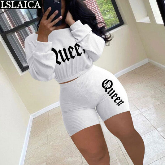 Clothes for Women Skinny Fashion New Two Piece Set Top and Pants Elastic Waist Letter Printing Long Sleeve Conjuntos De Mujer - Shop 24/777