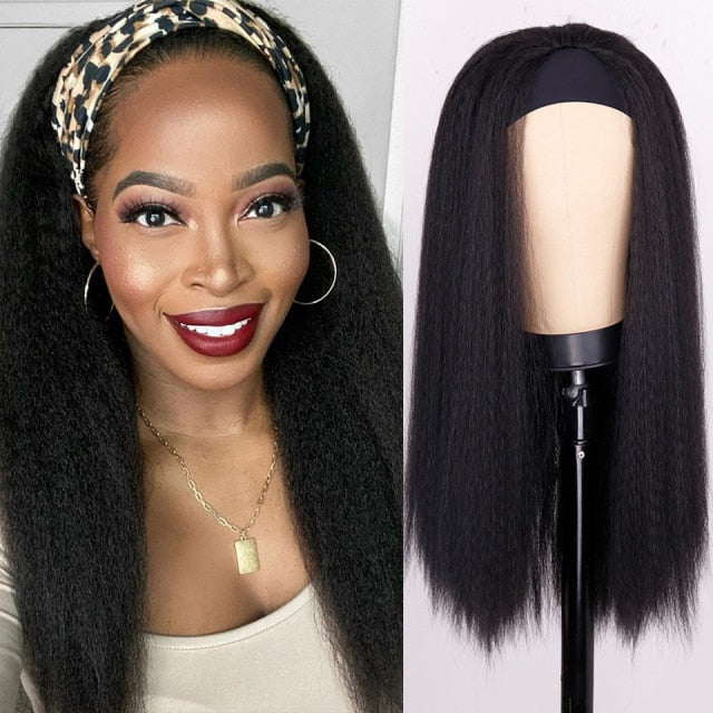Synthetic Wigs Yaki Straight Hair Wig For Women Yaki Straight 30 inch Long Afro Hair Wig Heat Resistant Fiber African Wig