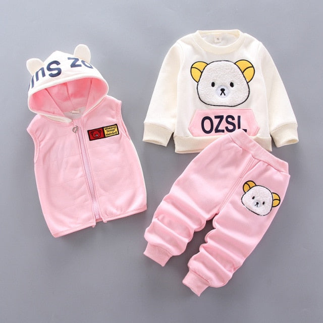 Winter Warm Children Clothing Sets Cartoon Bear Baby Boy Clothes For Newborn Toddler Clothes For Girls Sport Tracksuit Set Girl