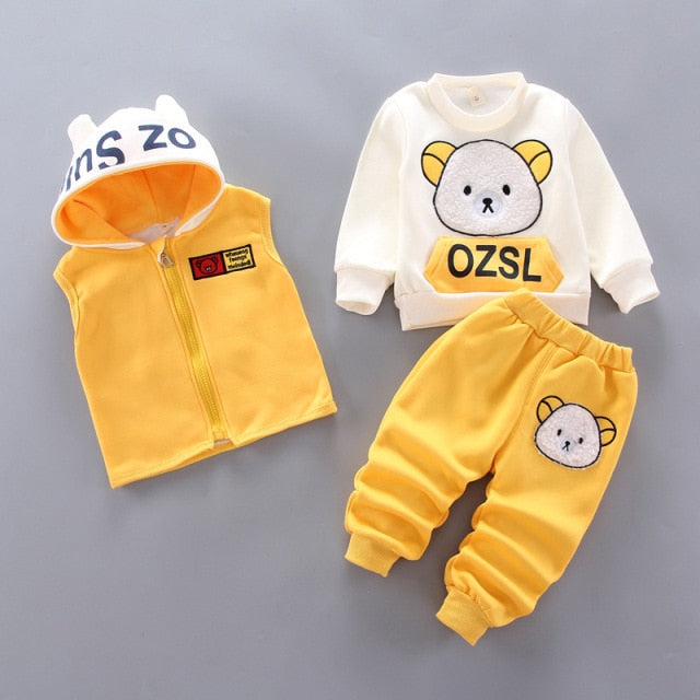 Winter Warm Children Clothing Sets Cartoon Bear Baby Boy Clothes For Newborn Toddler Clothes For Girls Sport Tracksuit Set Girl
