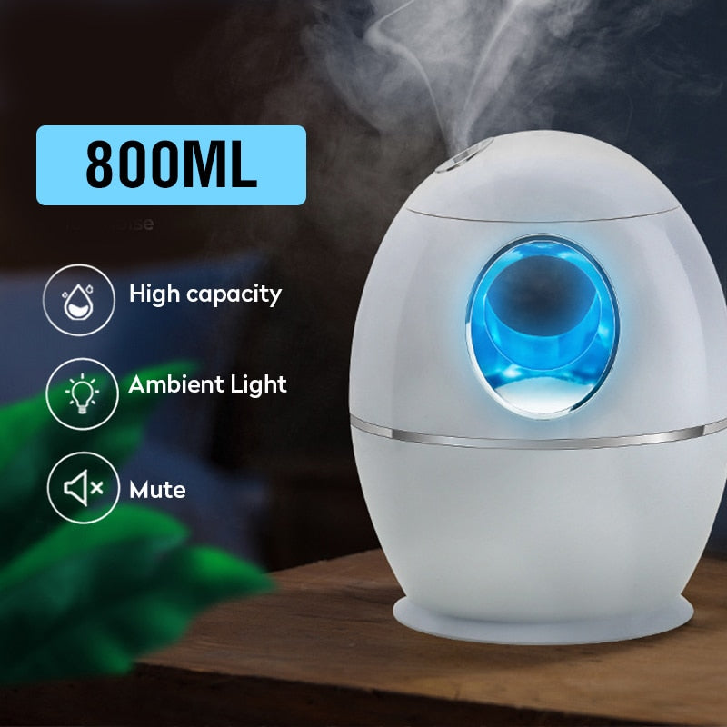 800Ml Air Humidifier USB Ultrasonic Aroma Essential Oil Diffuser Fogger Mist Maker With LED Night Light For Home Office Car