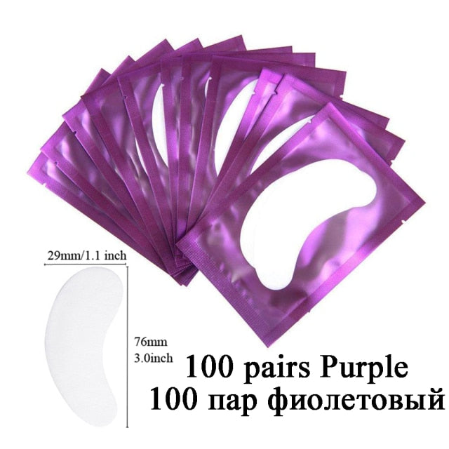 100pairs Eyelash Extension Paper Patches Grafted Eye Stickers 7 Color Eyelash Under Eye Pads Eye Paper Patches Tips Sticker