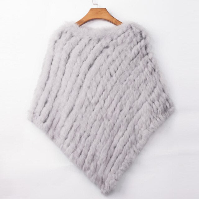 ETHEL ANDERSON Real Rabbit Fur Knitted Poncho Women Natural Fur Shawls Vest Wedding Party Coat Style Wraps Vogue Gift Wholesale