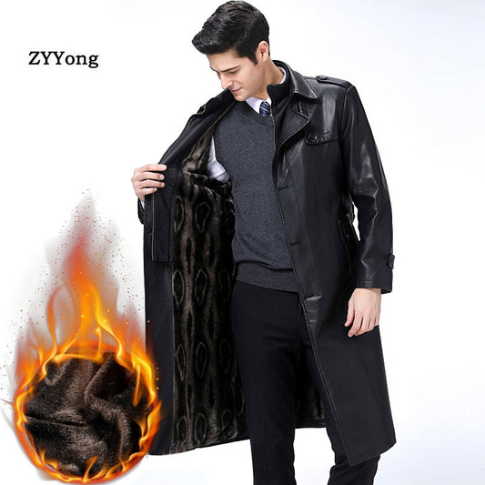 2020 Winter Leather Sheepskin Mens Leather Jacket Coats Windbreaker Plus Size 5XL European Russia Male Genuine Leather Trench
