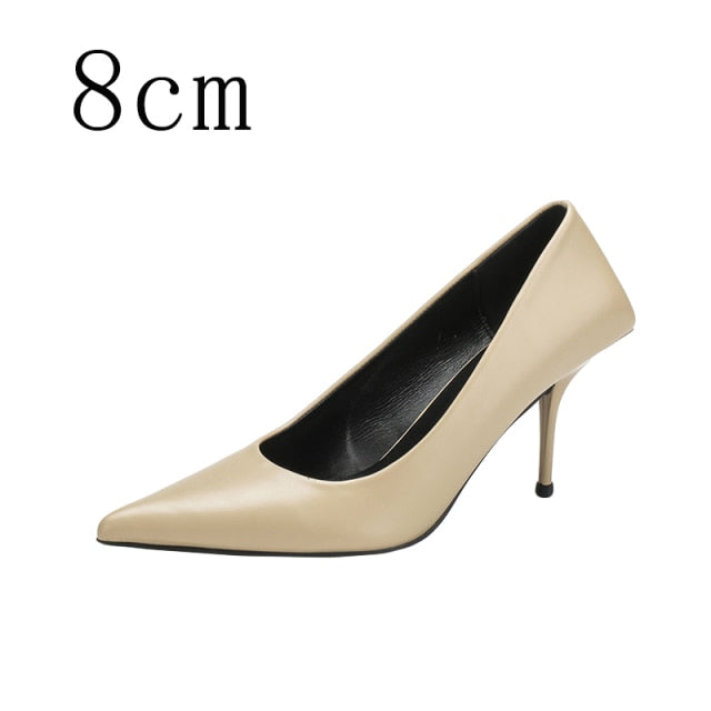 Women High Heels Luxury Female Office Pumps Point Toe Ladies Dress Party Designer Shoes Green Black 2021 Fashion New Large Size