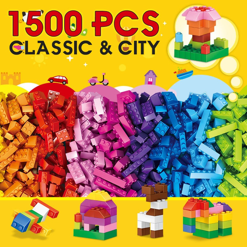 250-1500pcs DIY Building Blocks Bulk City Creative Classic Bricks Assembly Model Figures Kids Educational Toys for Children
