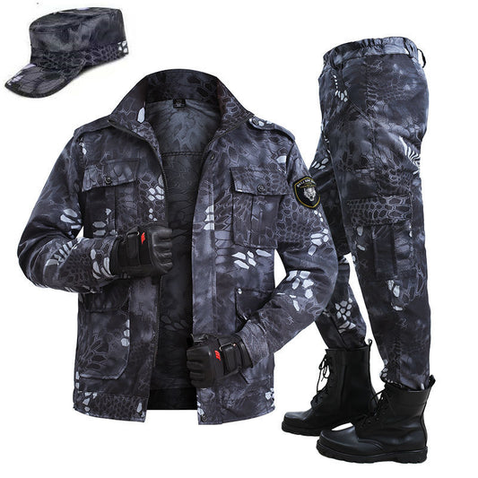 Authentic black python camouflage suit men's labor protection suit welder wear-resistant overalls spring and autumn outdoor