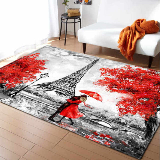 Nordic Style Floor Area Rug Wedding Party Decor Girls Bedroom Rug Mat Flannel Paris Tower Rug and Carpet for Home Living Room