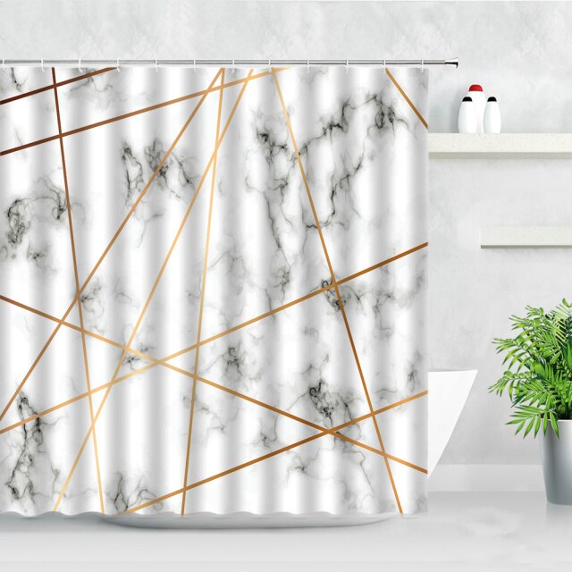 Waterproof Bathroom Shower Curtains Black White 3D Marble Pattern Abstract Art Nordic Style Modern Home Decor cloth Bath Curtain