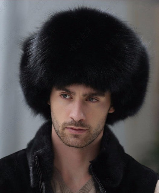 Star Fur 2021 Genuine Silver Fox Fur Hats Men Real Raccoon Fur Lei Feng Cap for Russian Men Bomber Hats with Leather Tops 1002