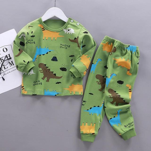 Autumn Pajamas For Children Long Sleeve Cotton Suit Cartoon Animal Clothing Baby Pyjamas Set Sleepwear Christmas Pajamas 10T Set