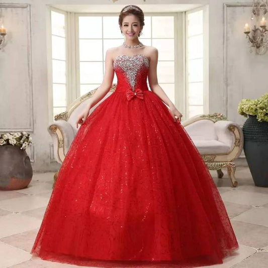 Rhinestone Strapless Wedding Dress Plus Size Wedding Gowns vestidos de novia 2021 wedding red dress