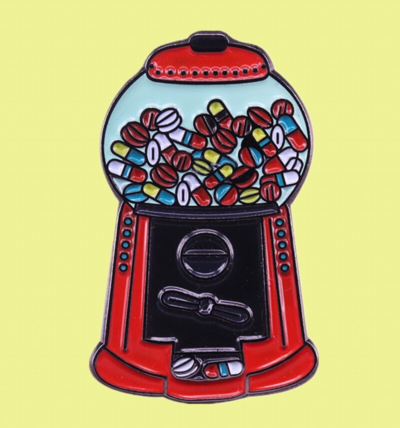 Retro Bubble Gum Candy Dispenser gumball Machine Colorful enamel Pin Candy HEARTS Christmas Holiday Brooch Valentine's Day badge