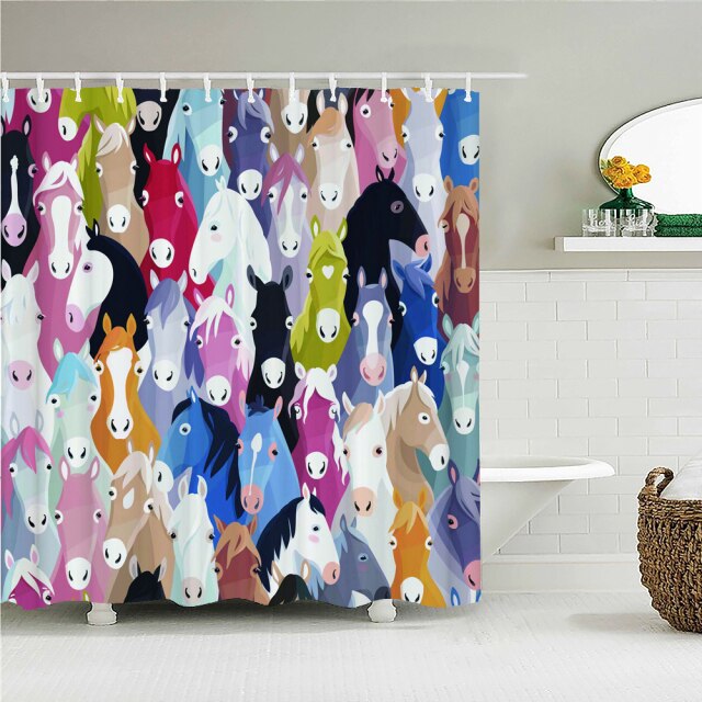 Cartoon dinosaur shower curtain Bath Screen  kids bathroom curtains waterproof Polyester Home Decoration With Hooks