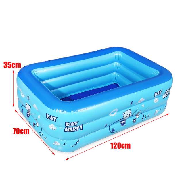 120cm 2/3layers Inflatable Square Swimming Pool Children Inflatable Pool Bathing Tub Baby Kid Home Outdoor Large Swimming Pool