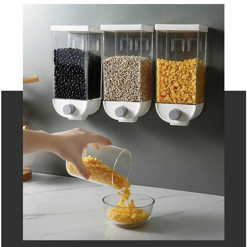 1000/1500ml Wall Mounted Press Cereals Dispenser Grain Storage Box Dry Food Container Organizer Kitchen Accessories Tools