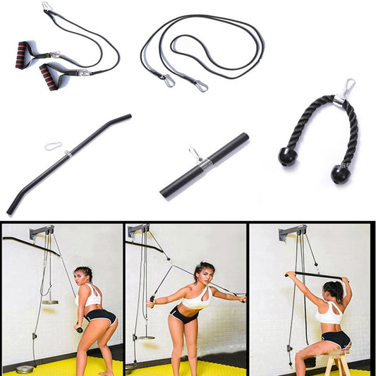 Gym Fitness Accessories Cable Lat Pull Down Machine Equipment Arm Biceps Triceps Blaster Handle Weight Lifting Workout Bar Rope