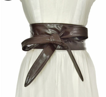 Women Lace Up Belt New Bowknot Belts for Women Longer Wide Bind Waistband Ties Bow Ladies Dress Decoration Fashion Pu 2020 Adult