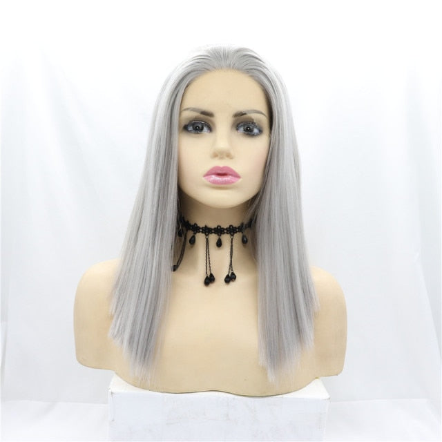 Zesen 13*4 Synthetic Lace Front Wig Straight Hair Bob Wigs Ombre Color and Green Color Lace Frontal Cosplay Short Wigs For Women