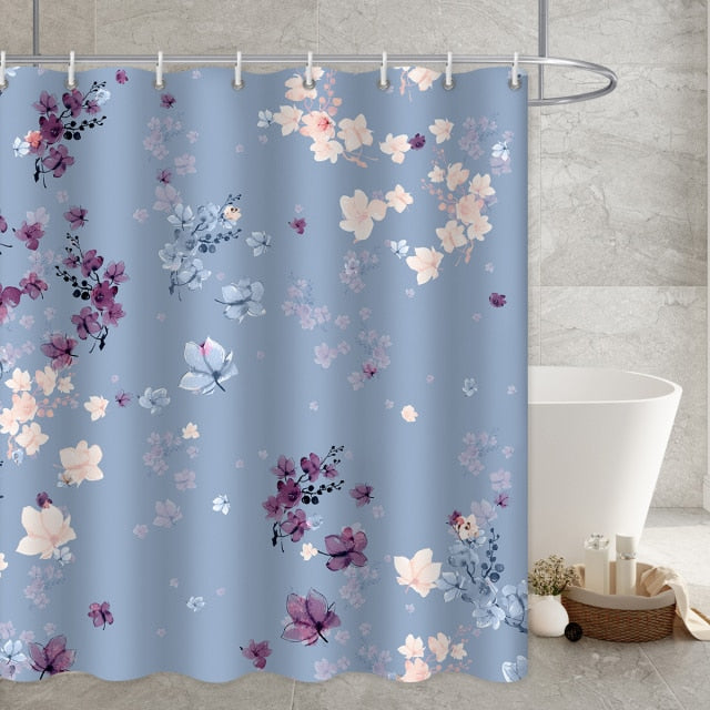 Multi-Color Botanical Theme Flowers and Leaves Shower Curtains Bathroom Watercolor Decor Bath Modern Bathroom Accessories Cloth