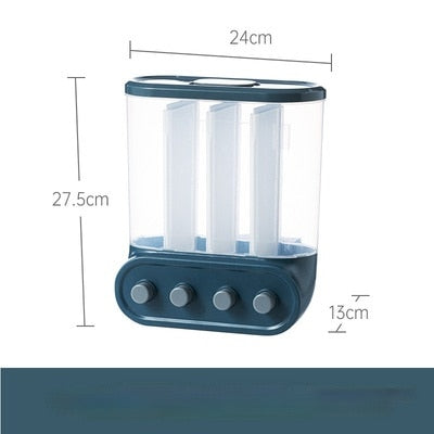 Wall Mounted Cereals Dispenser Kitchen Food Storage Containers Rice Grains Dispenser Transparent Separate Sealed Storage Jars