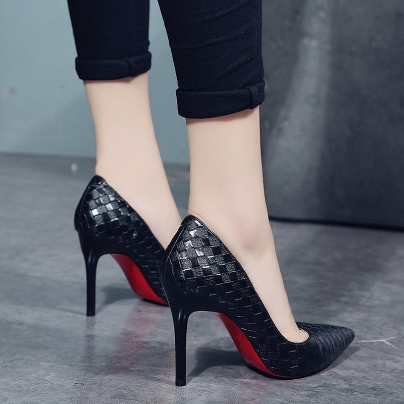 Europe Sexy Women Shoes  Red Bottom High Heels Pumps Spring/Autumn 2021 New Pointed Thin Heels Slip-on Shoes Woman Party Shoes