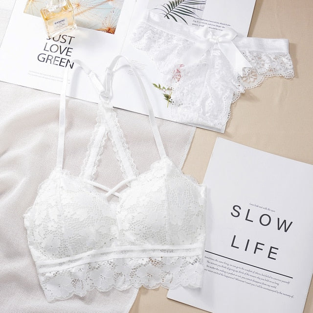 Women's Underwear Set Sexy Beauty Back Bra Lace Push-up Bras and Panty Sets Hollow Embroidery Lingerie Intimates