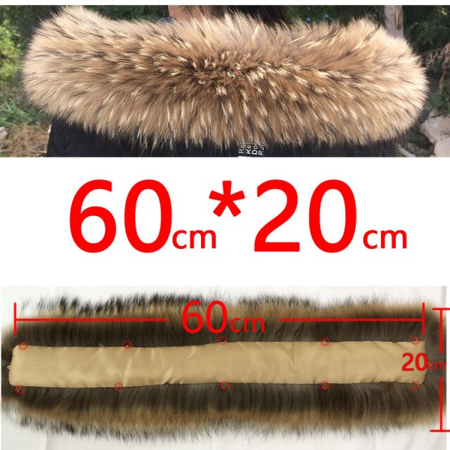 2021 100% Natural Jacket Fur Collar Real Raccoon Fur Women Scarves Winter Coat Female Neck Cap Long Warm Genuine Fur Scarf