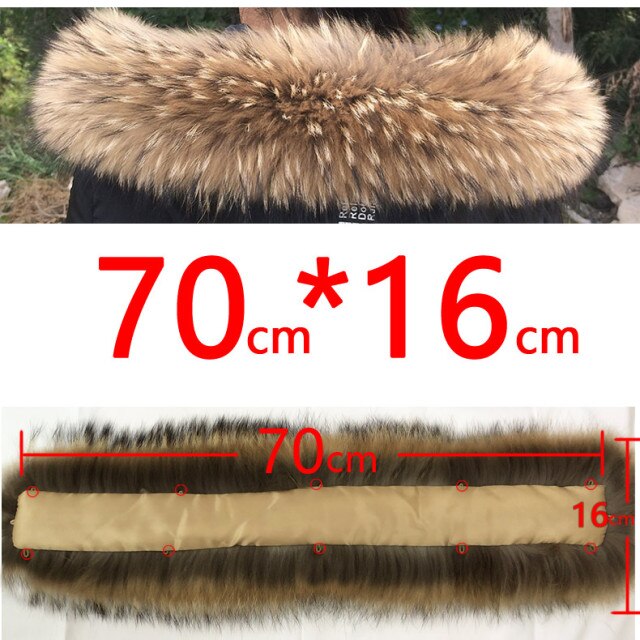 2021 100% Natural Jacket Fur Collar Real Raccoon Fur Women Scarves Winter Coat Female Neck Cap Long Warm Genuine Fur Scarf