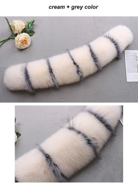MS.Minshu Big Size Genuine Fox Fur Collar For Parka Coat Hood Free Shipping