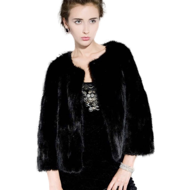 High Quality genuine mink fur short coat patchwork mix colors natural mink fur jacket customize plus big size wholesale