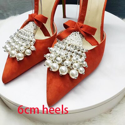 2019 Latest Design Bead Buckle T-Strap Ankle Buckl Suede Cloth Genuine Leather Inside  Women Dress Sandals Shoes Thin High Heels