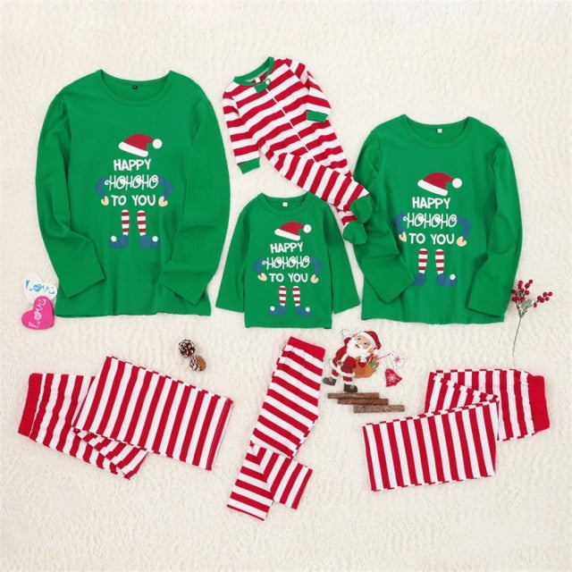 Family Christmas Matching Pajamas Clothes Set Striped Adult Women Kids Baby Sleepwear Nightwear Pajamas Rompers Newborn