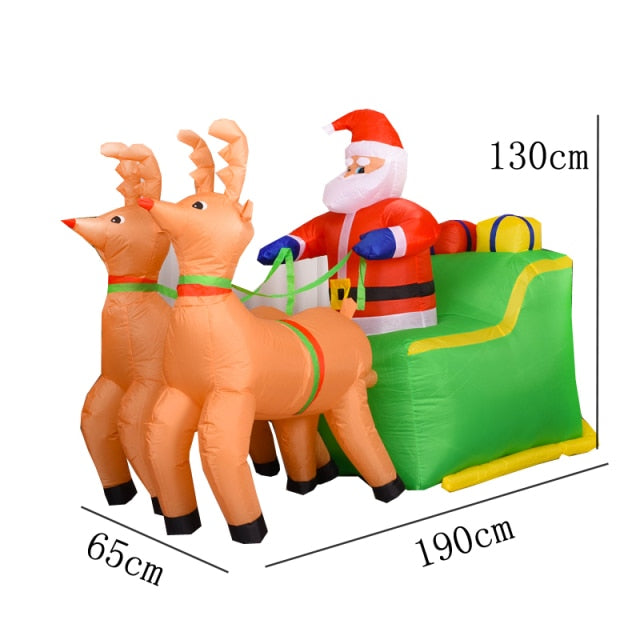 Christmas Inflatable Santa Reindeer Sleigh Outdoor Decoration LED Lights-Cute And Fun Christmas Yard Lawn Decoration