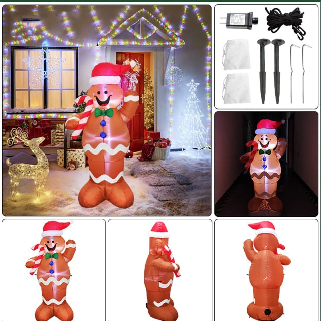 6 FT Christmas Inflatable Snowman with Color Rotating LED Lights Outdoor Decoration Holiday Blow-up Decor for Indoor Outdoor Toy