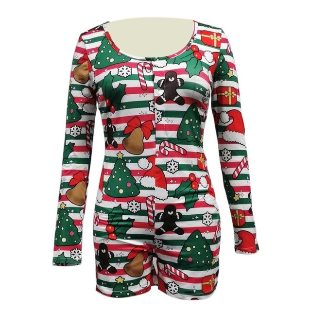 Women Christmas Pajamas for Family 2021 Sleepwear Pjs Long Sleeve Striped Pajama Set Ladies Slim Fit Jumpsuits Autumn Clothes