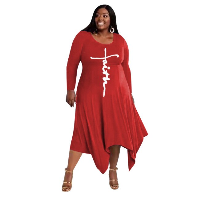 Woman Irregular Large Dress Urban 5XL Casual Fashion Dress Soild Color Women's Clothing Plus Size Dresses 2021 New Autumn Print