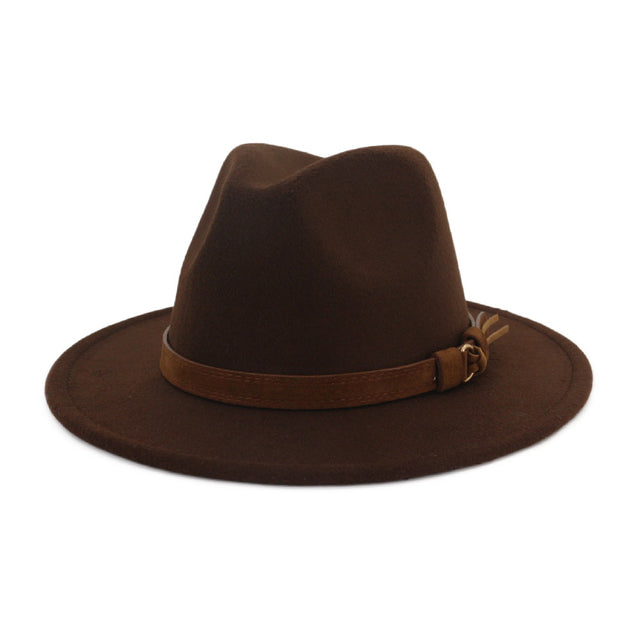 Mens Hats Fedoras Wool With Leather Ribbon Gentleman Elegant Ladies Winter Autumn Wide Brim Jazz Church Panama Bowler Hat Cap