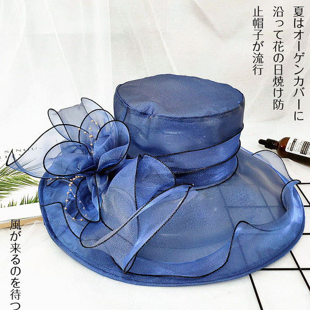 Women's Organza Church Fascinator Bridal Tea Party Wedding Hat Ladies Female Fedoras Solid Color Cute Fashion Outdoor Cap