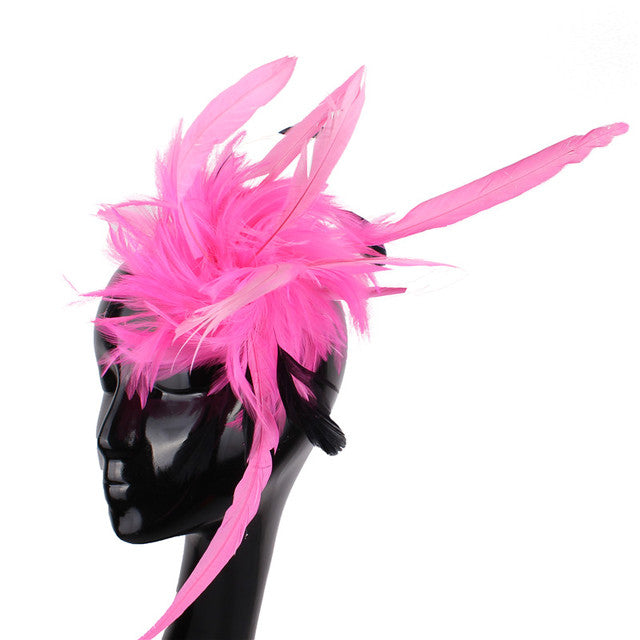 New High Quality Long Feather Fascinator Hats Women Wedding Hair Accessoires Church Headdress Party Tea Hat Suit For All Season