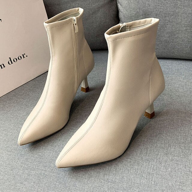 High Heels Fashion Gladiator Boots Women Shoes 2021 Winter New PU Leather Zipper Boots Sexy Designer Goth Dress Party Pumps Lady