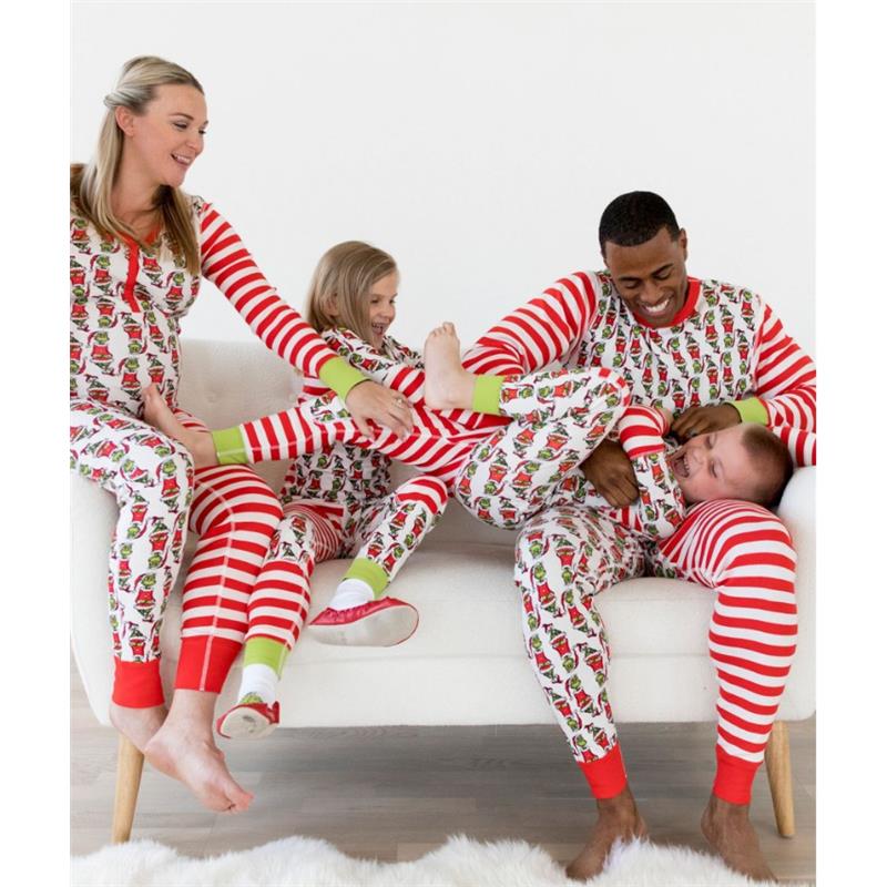 Family Christmas Pajamas Set - Cotton, Plaid, Family Pajamas Chill Out - Christmas Clothes for Family Baby Rompers Pjs