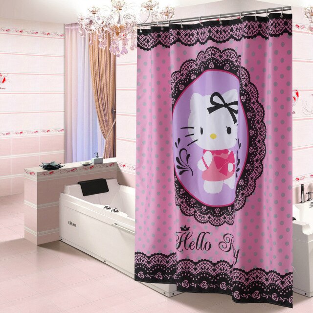 Cartoon Printed Shower Curtains Bathroom Curtain Fabric Waterproof Moldproof Polyester Bathroom Products with Hooks