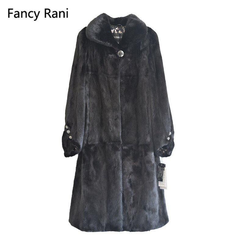 Winter Genuine Mink Fur Coats For Women Natural Mink Full Pelt Coat Turn-down Collar High Quality Overcoat Real Mink Fur Coat