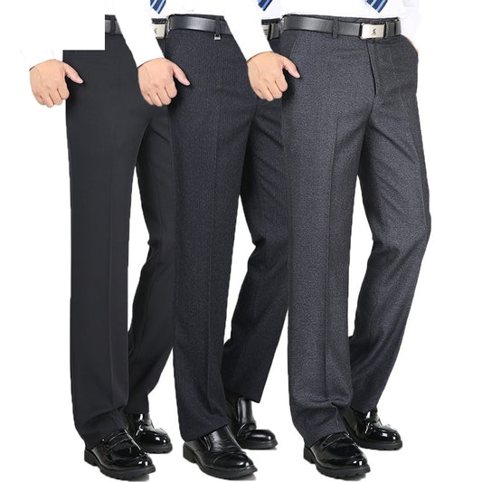 High Quality Fashion Thicken Men Dress Pants Classic Business Casual Straight Trousers Loose Suit Pants high waist Men Pantalon