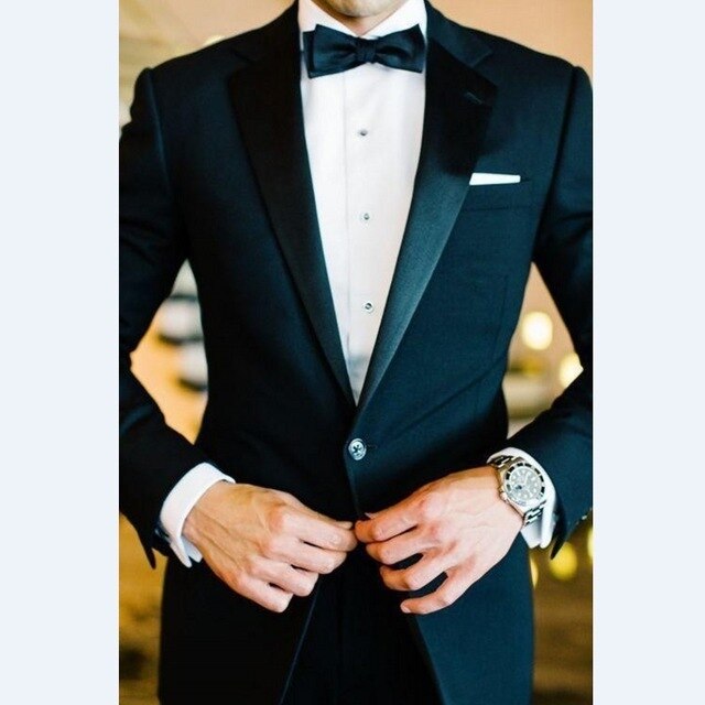 2018 New Custom Made Yellow Mens Suits Tuxedos For Wedding Party Best Man Suits Blazer With Black Pants (Jacket+Pants+Bow Tie)