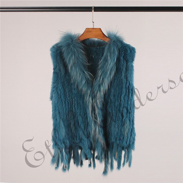 Classic Design Womens Fur Vest Raccoon Fur Collar Gilet Knitted Rabbit Fur Short Waistcoat Retail/wholesale Coat Top Selling