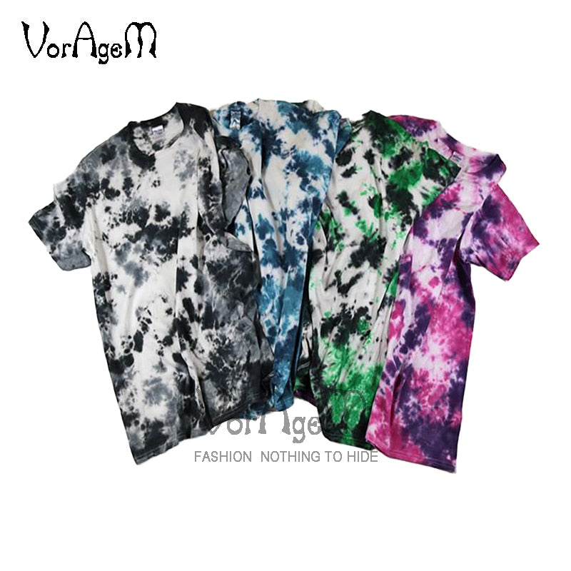 Men's Summer Fashion Handmade Tie Dye T Shirt Hipster Irregular Spots Floral Cotton Tees Men Hip Hop Skateboard Tops Streetwear